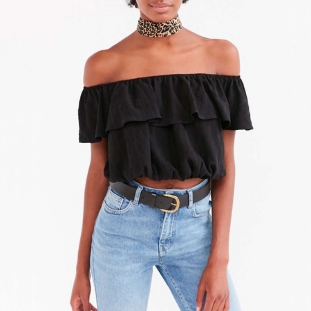 Urban Outfitters Ruffled Off-shoulder Crop Top